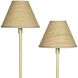 Polly 30 inch 60 watt Natural Brass Double Arm Table Lamp Portable Light in Rattan Shade